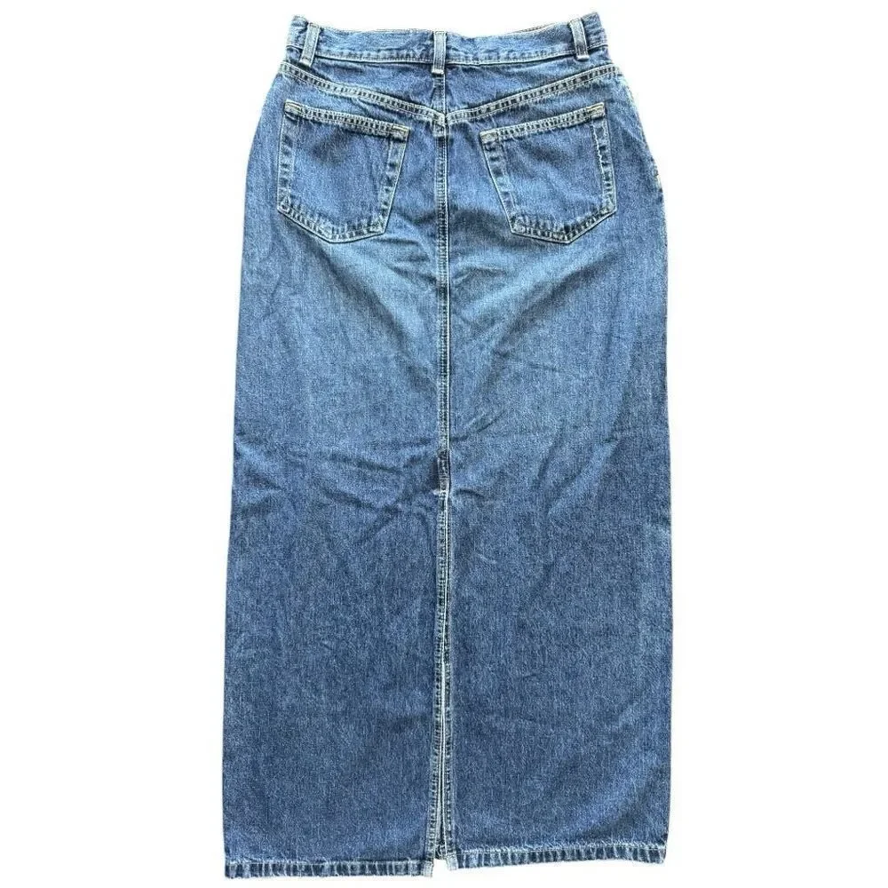 Liz Claiborne Women's Vintage Denim Maxi Skirt Blue Size 8